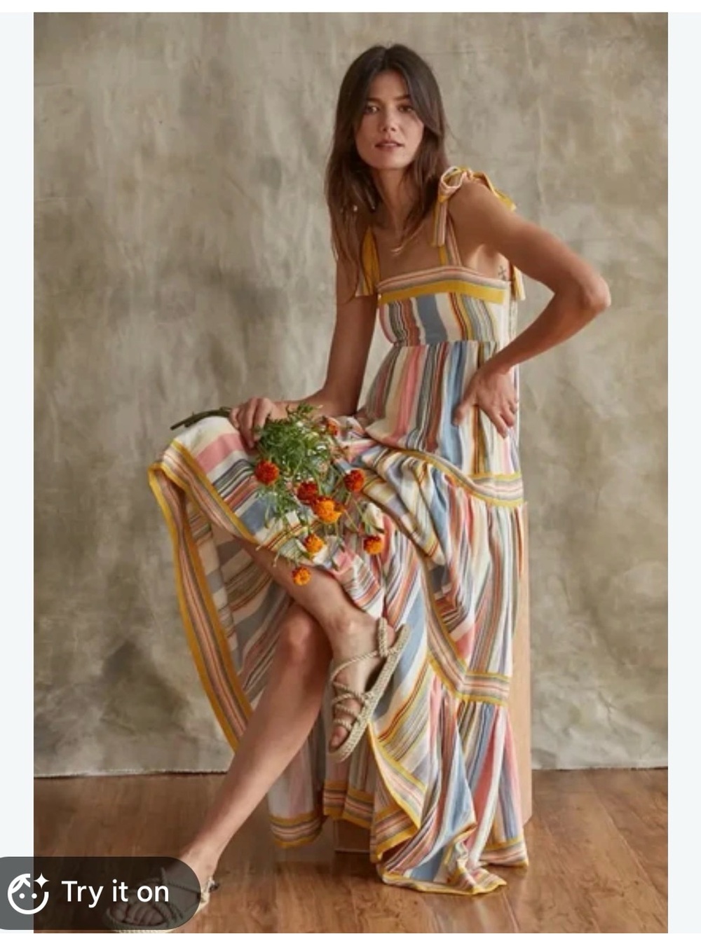 By Together Colorful Striped Maxi Dress Small
